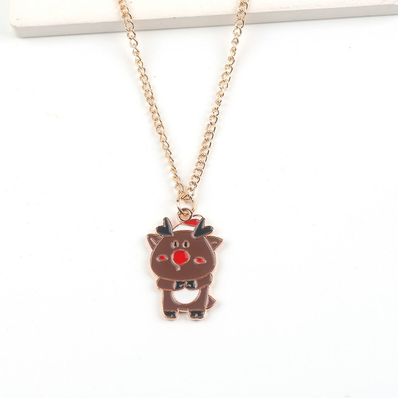 Christmas Necklace Cute Cartoon Santa Claus Snowman Elk Pendant Necklace Xmas New Year Festival Ear Jewelry Gifts c02e010a cf