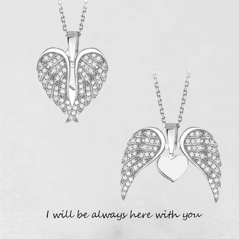 Angel Wings Necklace Ladies Fashion Heart Shaped Zircon Pendant c0351843 cf40 43b5 8af0 7ea38494b9b7