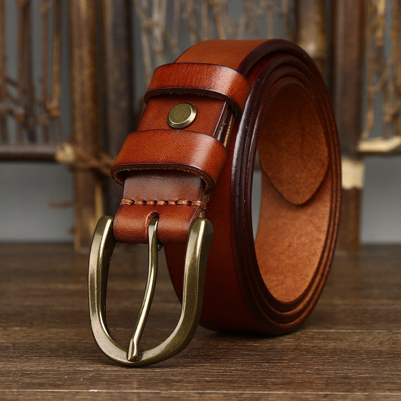 3.3CM Wide Copper Buckle Trendy Fashion Retro Belt Men - HD Wireless Product #3
