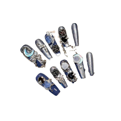 Non-mainstream Style Hot Girl Yihe Hand-worn Nail Heavy Industry Blue c0458743 225c 4372 aff3 054389a8d540