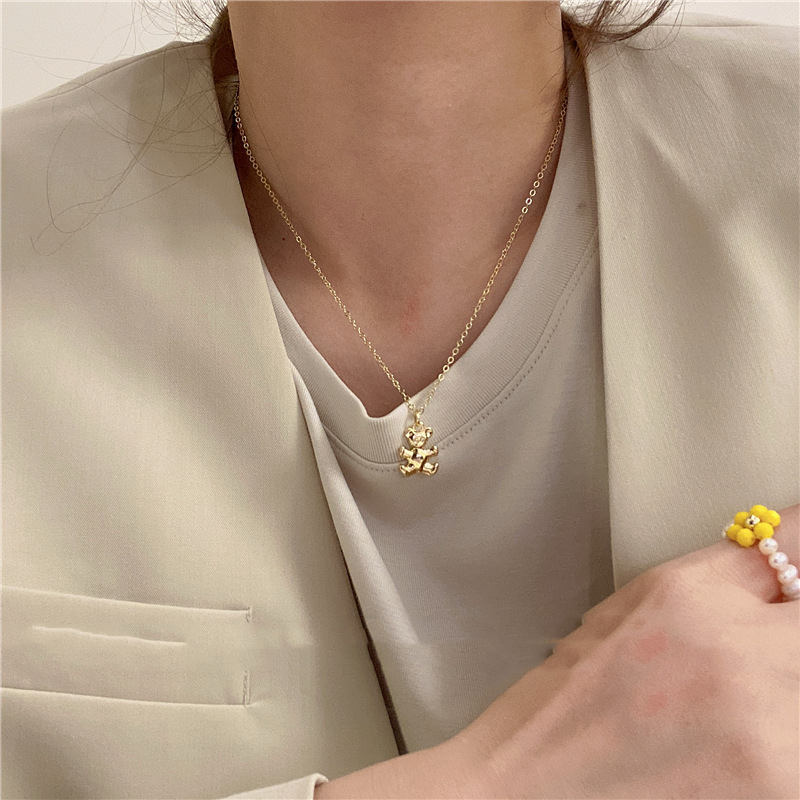 Geometric Bear Pearl Necklace Girlish Color Bear Pearl Temperament c04ad98d ea60 416d aa41 9a75bed734c9