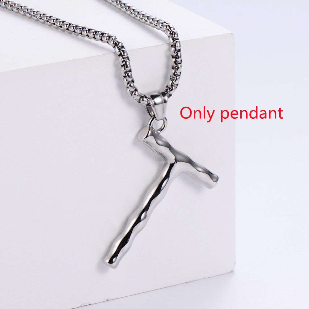 Three-dimensional 26 English Letter Pendant Necklace Fashion Jewelry Titanium Steel Couple Ornament c06ecfe7 43c6 4a61 8ba4 d