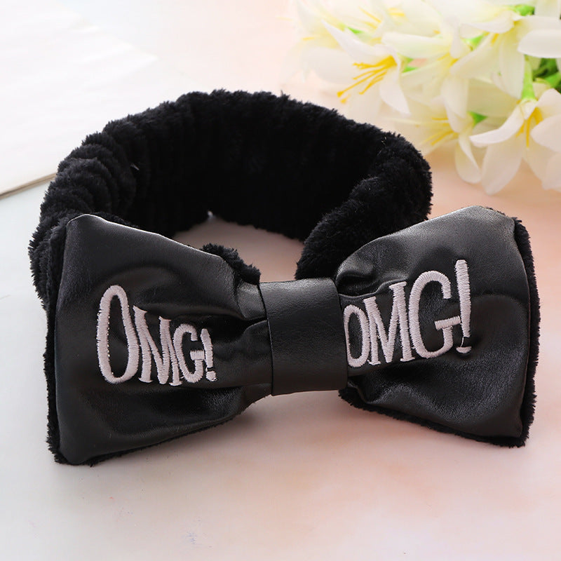 Cute Letters Bow Hair Band Girls Makeup And Face Wash Hair Band c0719080 6719 46ae a576 80b3797940a6