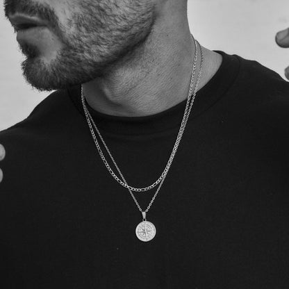 Men's Layered Nautical Travel Compass Pendant Necklace c079211c 717e 41c3 87ab 4b6b17870912