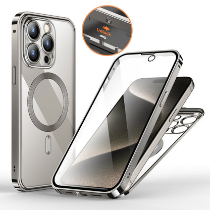 Anti-Privacy Metal Buckle Magnetic Support Wireless Charging Double-Sided Lens Full Cover Phone Case Protective Cover c0c49e9