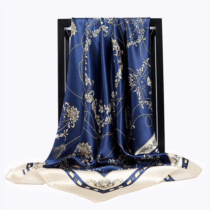 90 90cm Square Scarf European And American Antique Rope Tassel Imitated Silk Scarves - HD Wireless Product #9