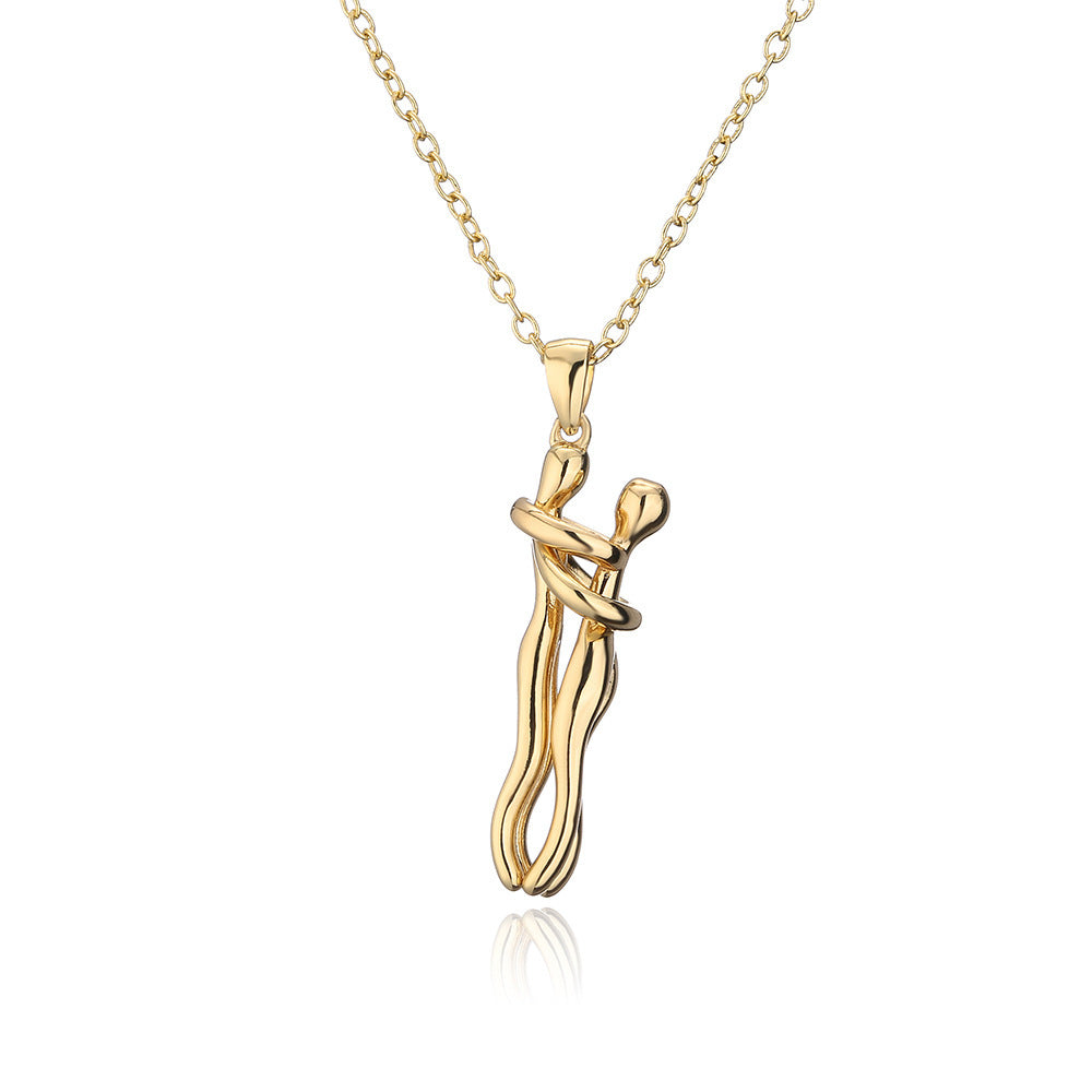 Hot Sale Affectionate Hug Necklace Couples Anniversary Valentine's Day  Gift Fashion Punk Street Style Pendant Necklace c1136