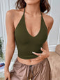 SHEIN EZwear Summer Solid Crop Halter Top c14c0726 ebf9 4ea6 a448 f6013dee2a95