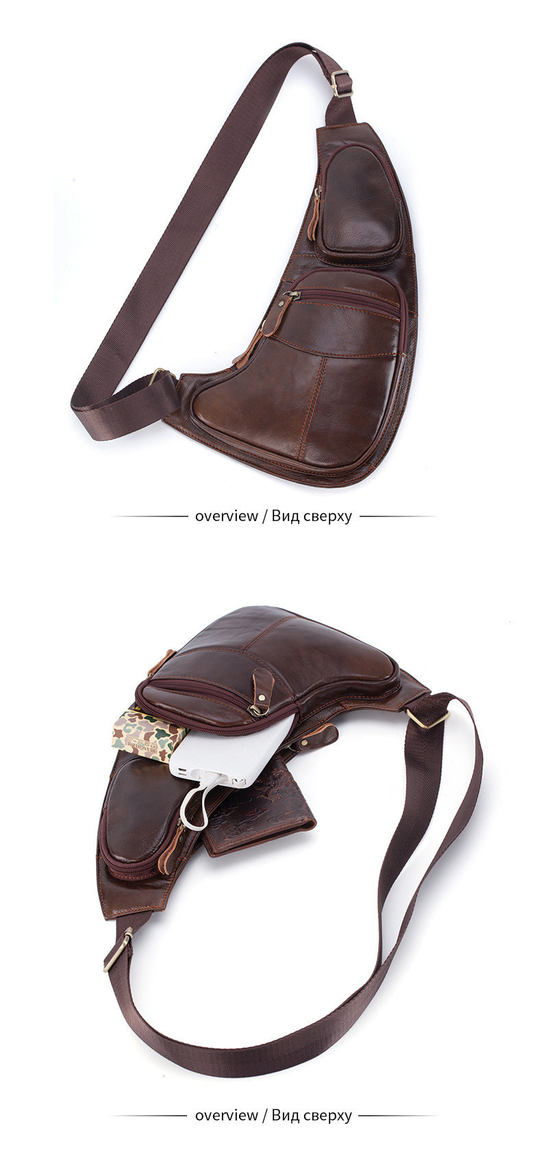 Genuine Leather Men's Crescent Chest Bag First Layer Cowhide c176ce58 31c3 4cbe b194 287732334aab