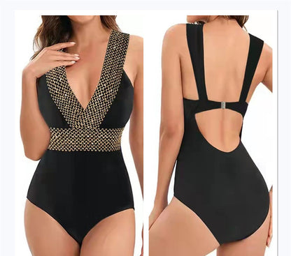 Black Slim One-piece Swimsuit c17894b5 7d36 4684 915c 1a7618254bed
