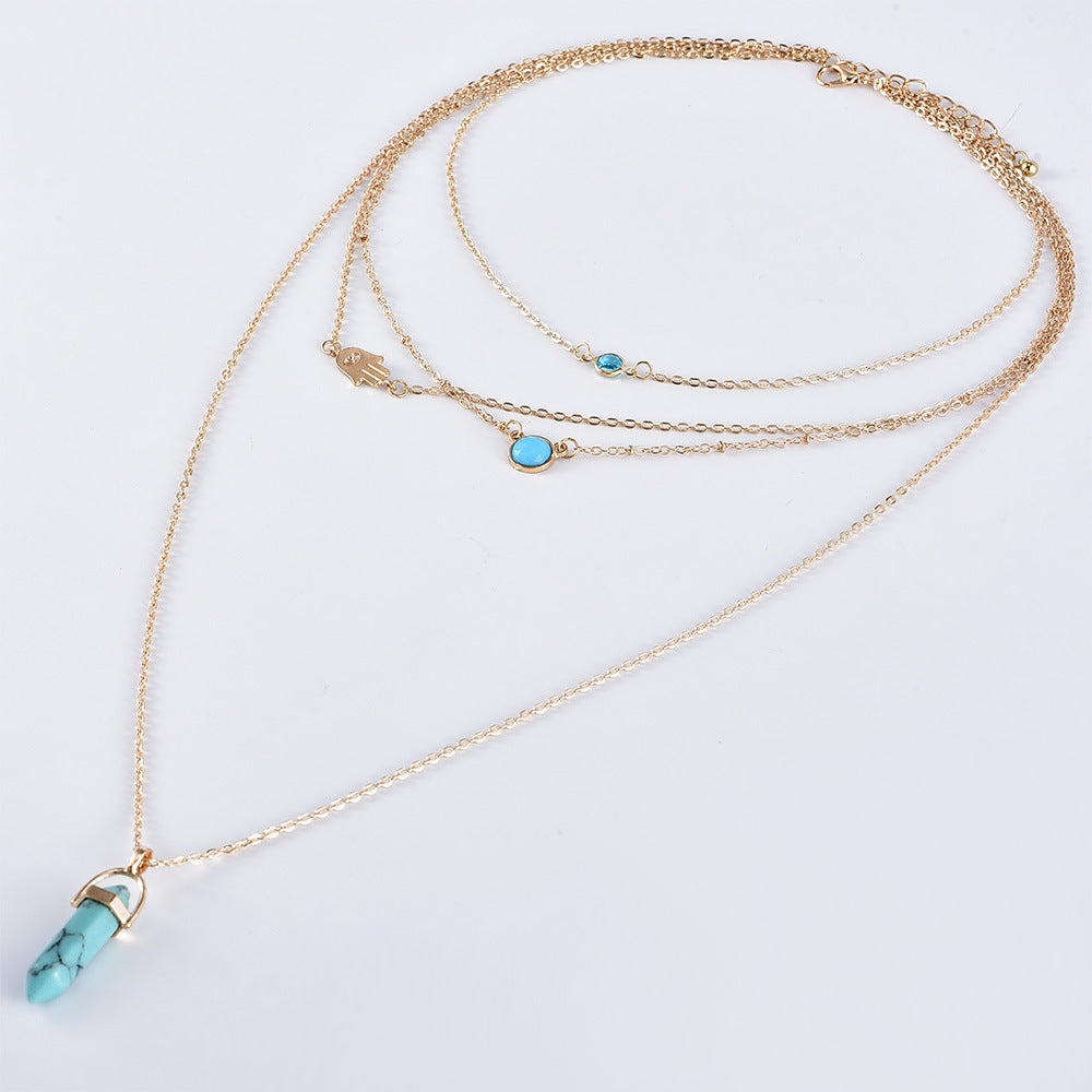Fashion Eye Natural Tophus Necklace Crystal Column Pendant Necklace Combination c1b44011 44ad 42cc 8019 76333c89229f