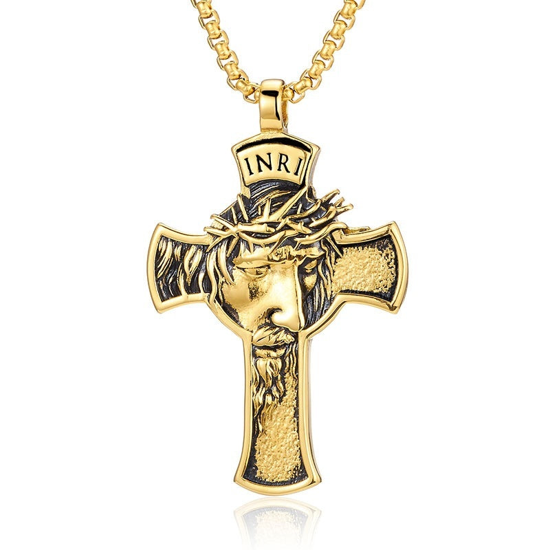 Stainless Steel Cross Shelf Head Pendant Necklace Personality Retro Men c1c01c04 2dcc 41e6 a247 e44a47dc1b68 trans