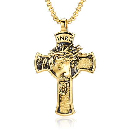 Stainless Steel Cross Shelf Head Pendant Necklace Personality Retro Men c1c01c04 2dcc 41e6 a247 e44a47dc1b68 trans