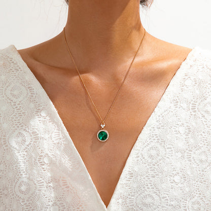 Fashion Simple Water Brick Round Emerald Jewelry Suit c1c02347 dea8 4709 96b8 fd44644c0027