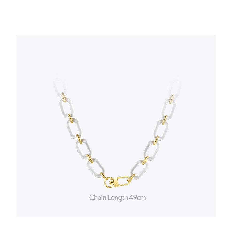 Personalized Simple Transparent Acrylic Metal Square Buckle Necklace c1e78425 6c20 4068 ac48 2d872c143a35