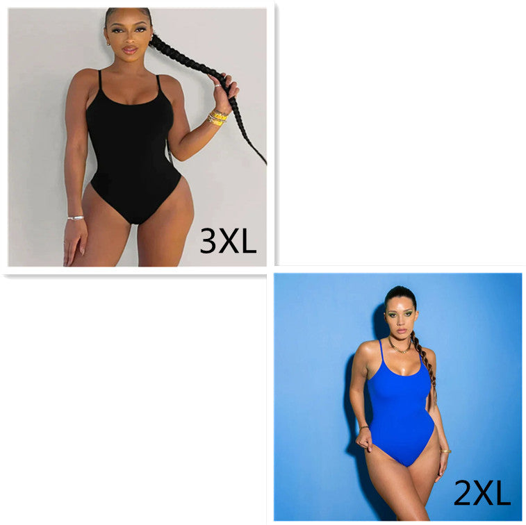 Sling Backless Tether Plus Size Solid Color Triangle One-piece Swimsuit c1e8a718 91de 4296 a93e 5f17eedec06f