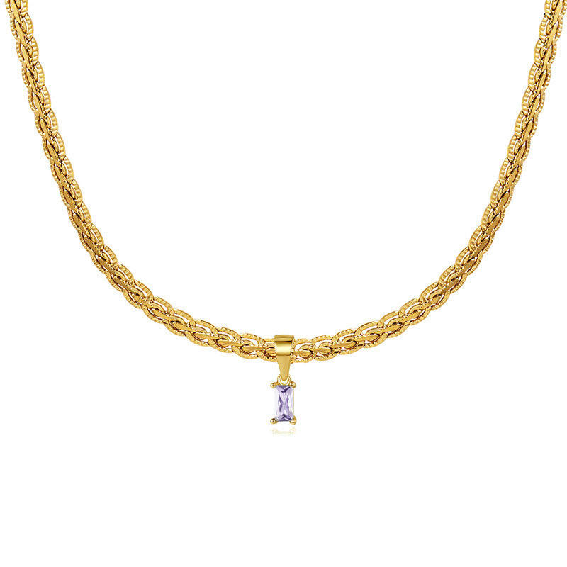 Fashion Square Zircon Pendant Necklace c1ea1315 e1f9 418a a1ac f85dc40642b5