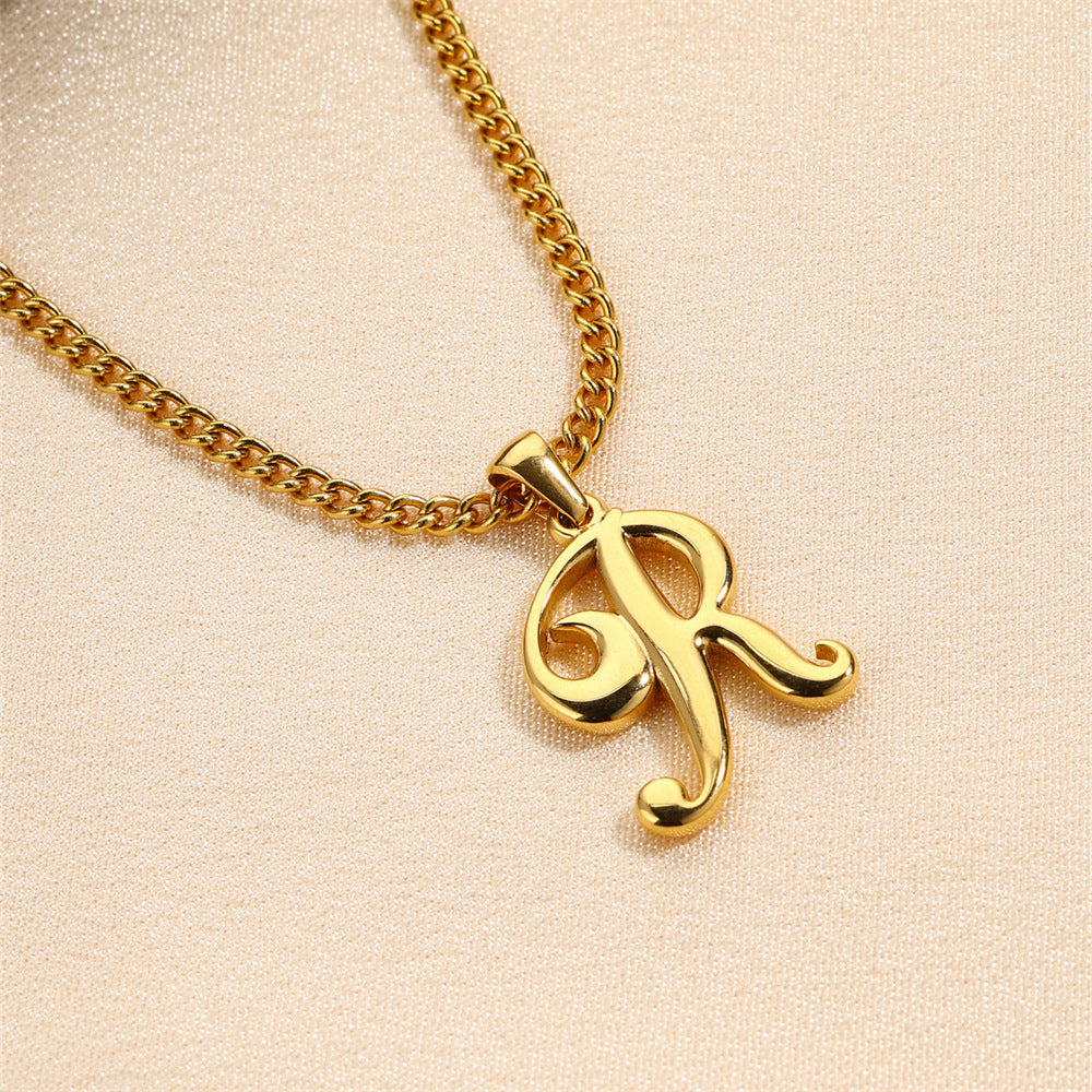 Simple Elegant Necklace Stainless Steel 18K Gold Mini English Letter Pendant c1ea445a 9e43 4491 bbdb c2a1d1144137