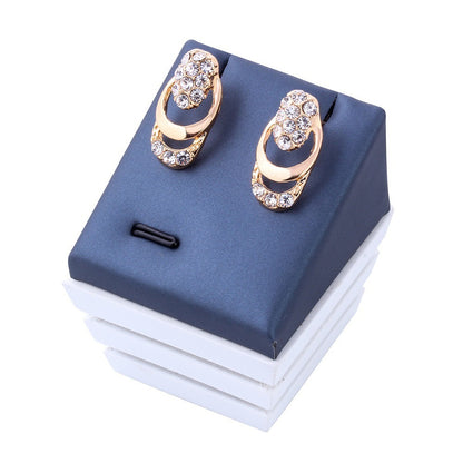 Ornament Vintage Metal Diamond-studded Necklace Earring Ring Bracelet Four-piece Diamond Jewelry Set Combination c20937f2 ba1
