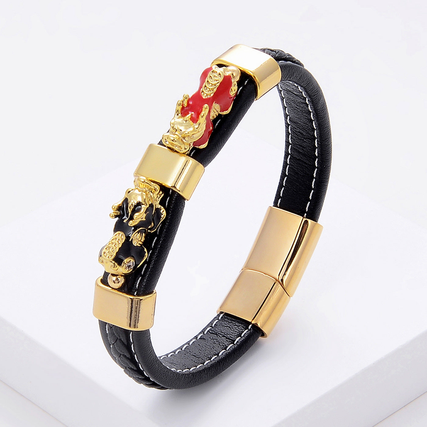 Vintage Braided Leather Rope Bracelet Stainless Steel c20b15aa 1400 443d ae7f 5d494c284b28