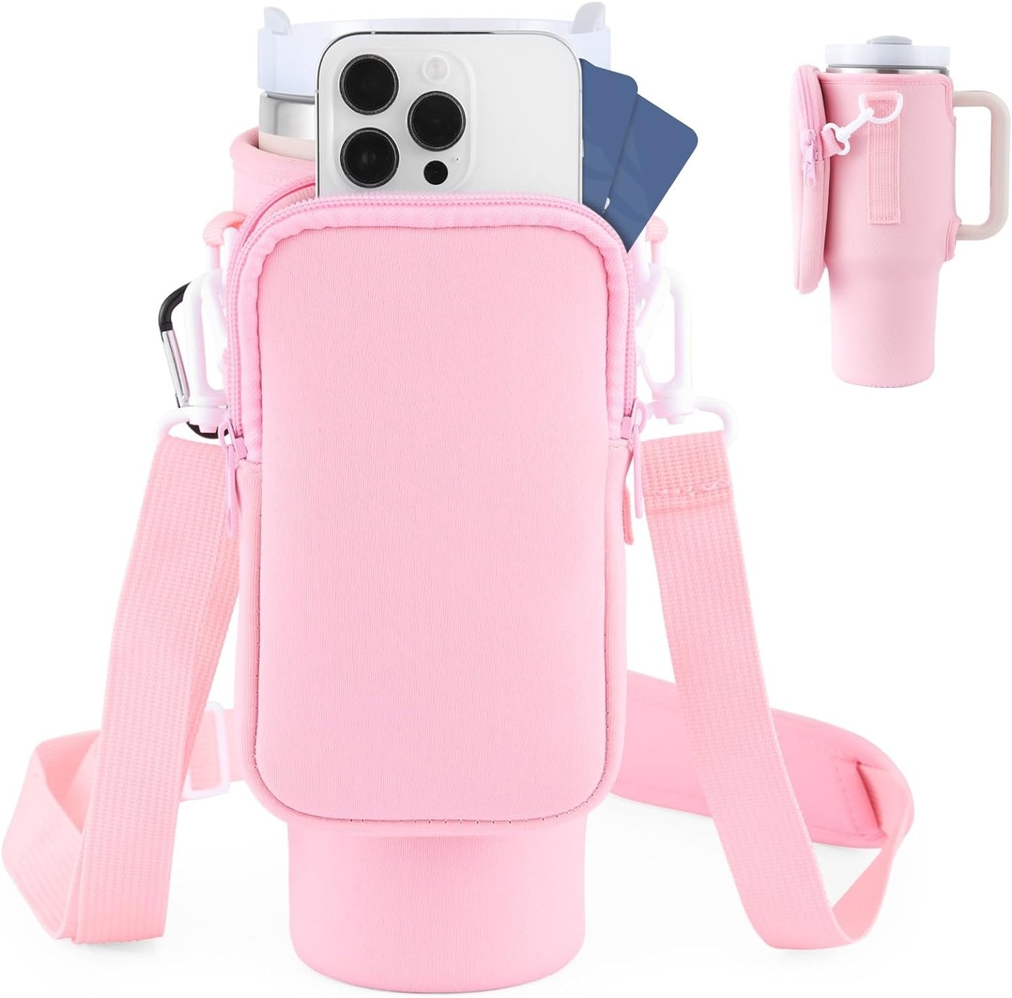 Slok Water Bottle Carrier Bag, Compatible With 40oz Tumbler With Handle, Modern Water Bottle Holder With Simple Adjustable St