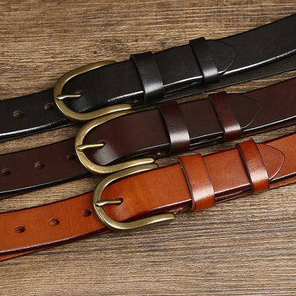 3.3CM Wide Copper Buckle Trendy Fashion Retro Belt Men - HD Wireless Product #4