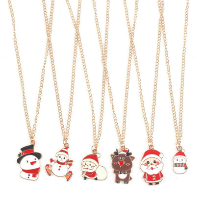 Christmas Necklace Cute Cartoon Santa Claus Snowman Elk Pendant Necklace Xmas New Year Festival Ear Jewelry Gifts c22bbbd7 62