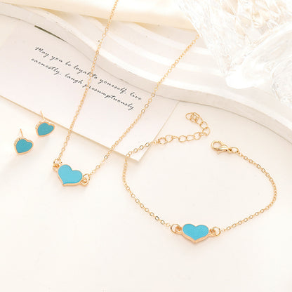 Simple Love Jewelry Women's Fashion Necklace Suit Heart Jewelry Set Gift For Her Fashion Party Jewelry c2588b8c f052 4a49 9e3