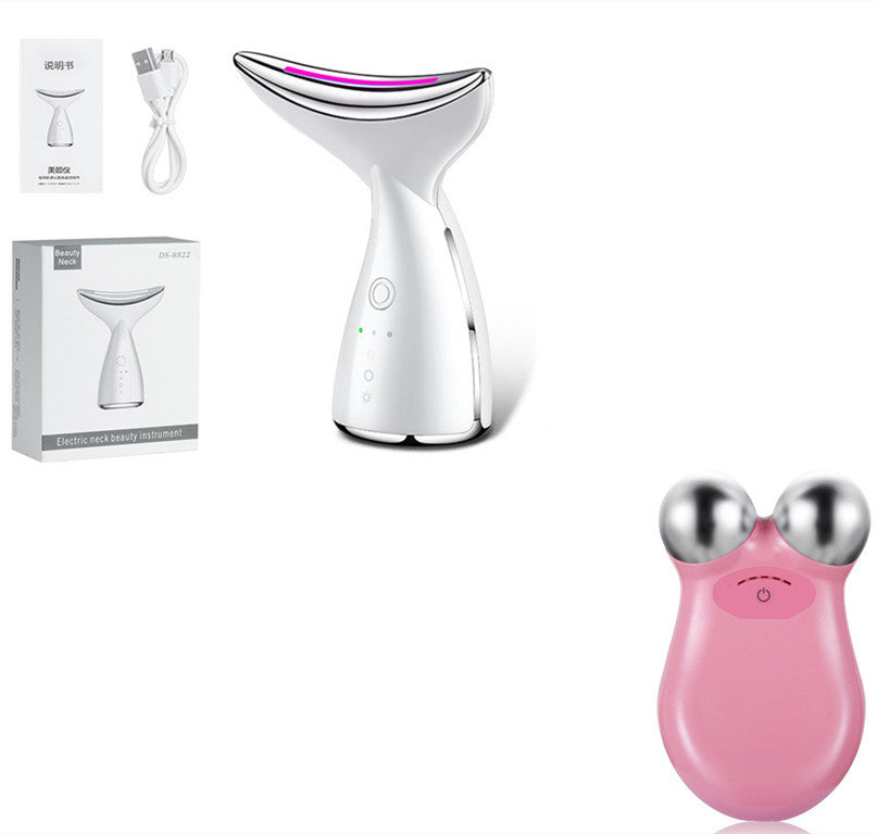 EMS Microcurrent Neck Face Beauty Device With 3 Colors LED Photon Therapy Skin Tighten Reduce Double Chin Face Lifting Device