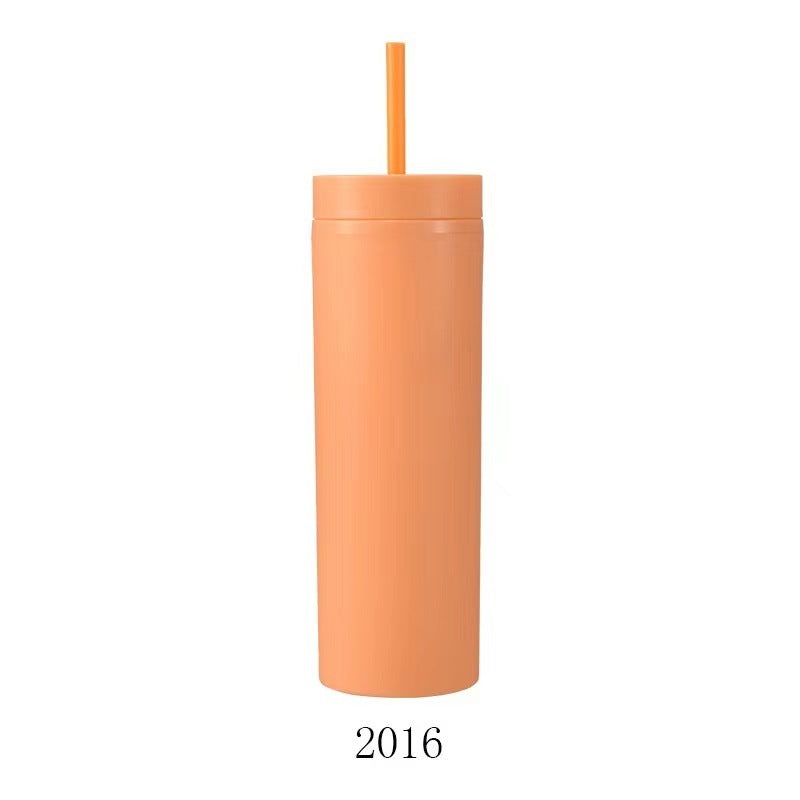 Double Layer AS Plastic Straight Body Multicolor Frosted Straw Cup c26ebbe5 47d8 4200 8343 fd7f626b07ce