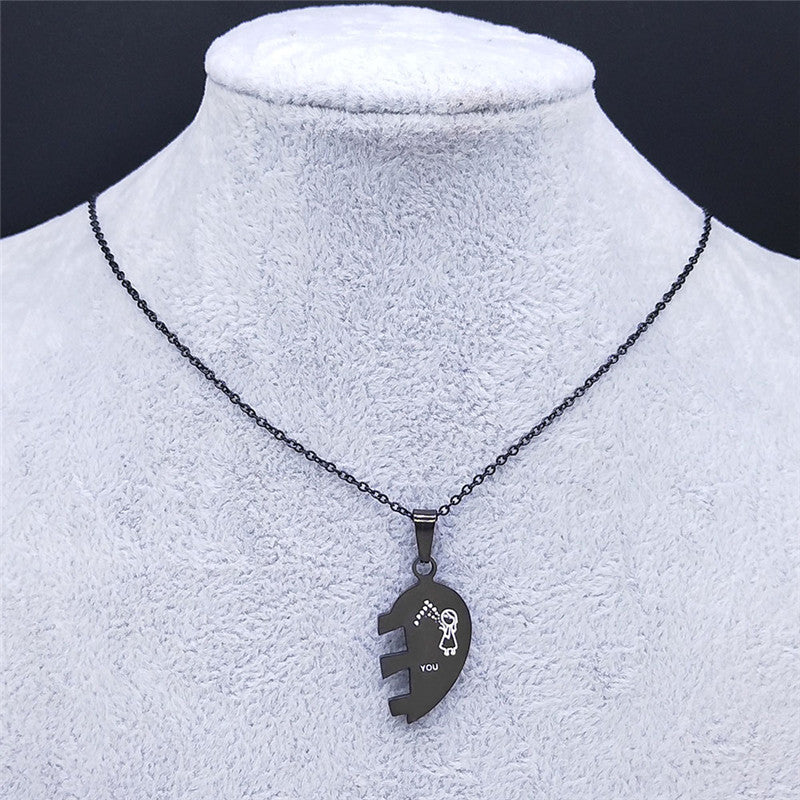 Couples Stainless Steel Love Necklace Splicing Simple c26f947a a2ab 42d8 b763 e899c038c308