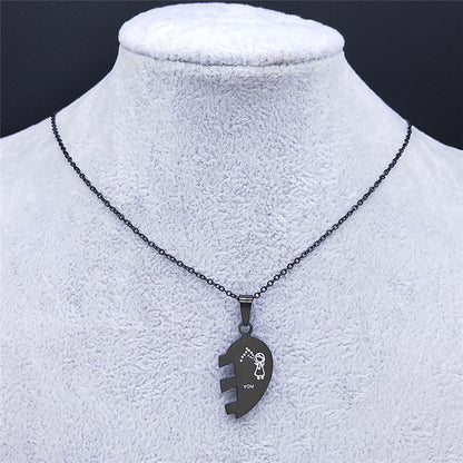 Couples Stainless Steel Love Necklace Splicing Simple c26f947a a2ab 42d8 b763 e899c038c308