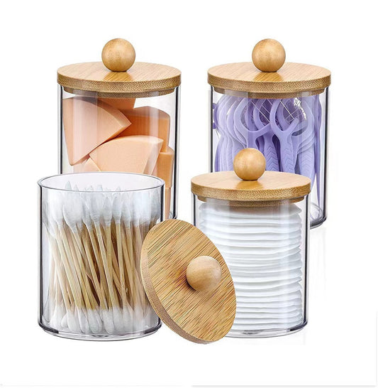 Cotton Swab Storage Box Acrylic Portable Round Container c29eecd8 b955 449f b867 643b9532a045