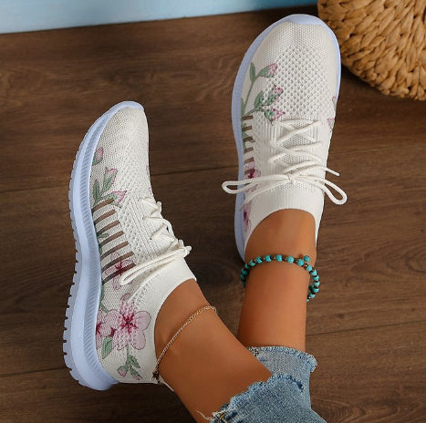 Women's Fashion Casual Flyknit Wedge Lace-up Mesh Shoes c29f064e 08de 47ef b617 c4c13f6fdc6c