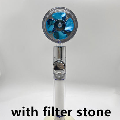 Shower Head Water Saving Flow 360 Degrees Rotating With Small Fan ABS Rain High Pressure Spray Nozzle Bathroom Accessories c2