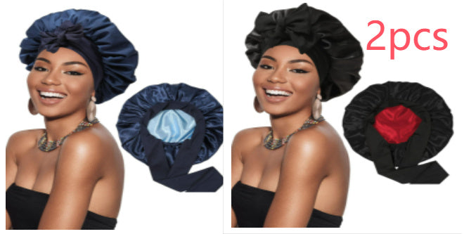 Double-layer Satin Ribbon Round Cap Bow Artificial Silk Beauty Hair Care Wide-brimmed Hat c2b239de 77e3 4b0a 81ae cfa578747d9