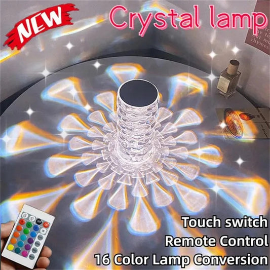 Crystal Table Lamp Rechargeable Diamond Night Light With Teardrop Shape Bedside LED Lights Lamp 3 And 16Color Touch Lamp For 