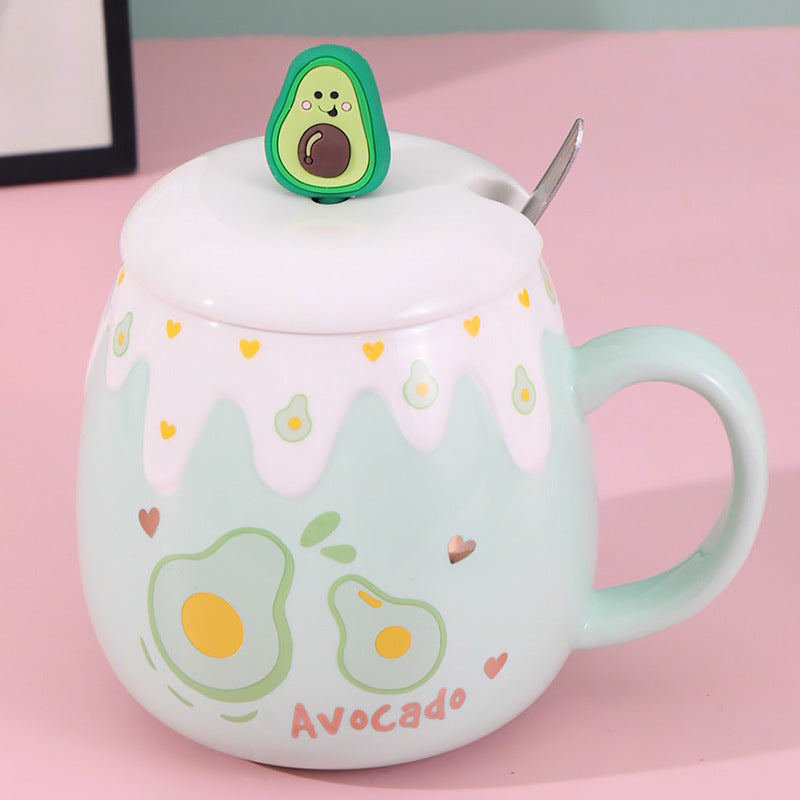 Ceramic Coffee Mug With Lid And Spoon Cute Creative Kawaii Water c2d169b1 259e 48f7 9d1b 099d4236607f