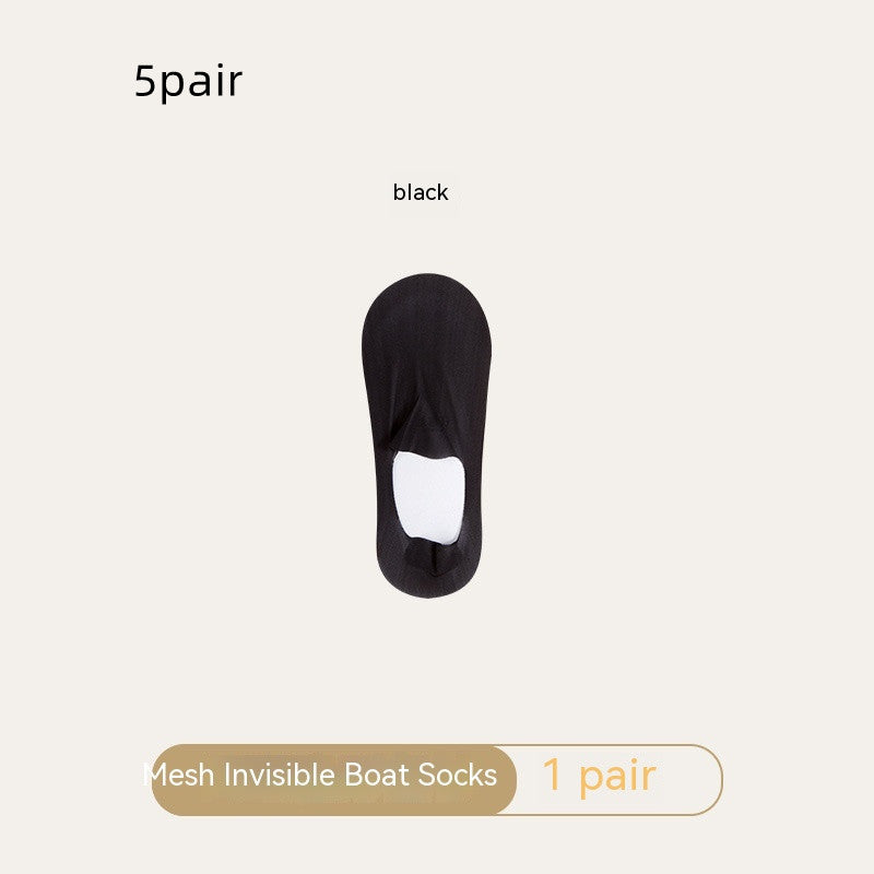 Women's Mesh Boat Socks Summer Thin Cotton Bottom Non-slip Tight Ice Silk Arbitrary Cut Women's Low Cut Invisible Socks c2d9f