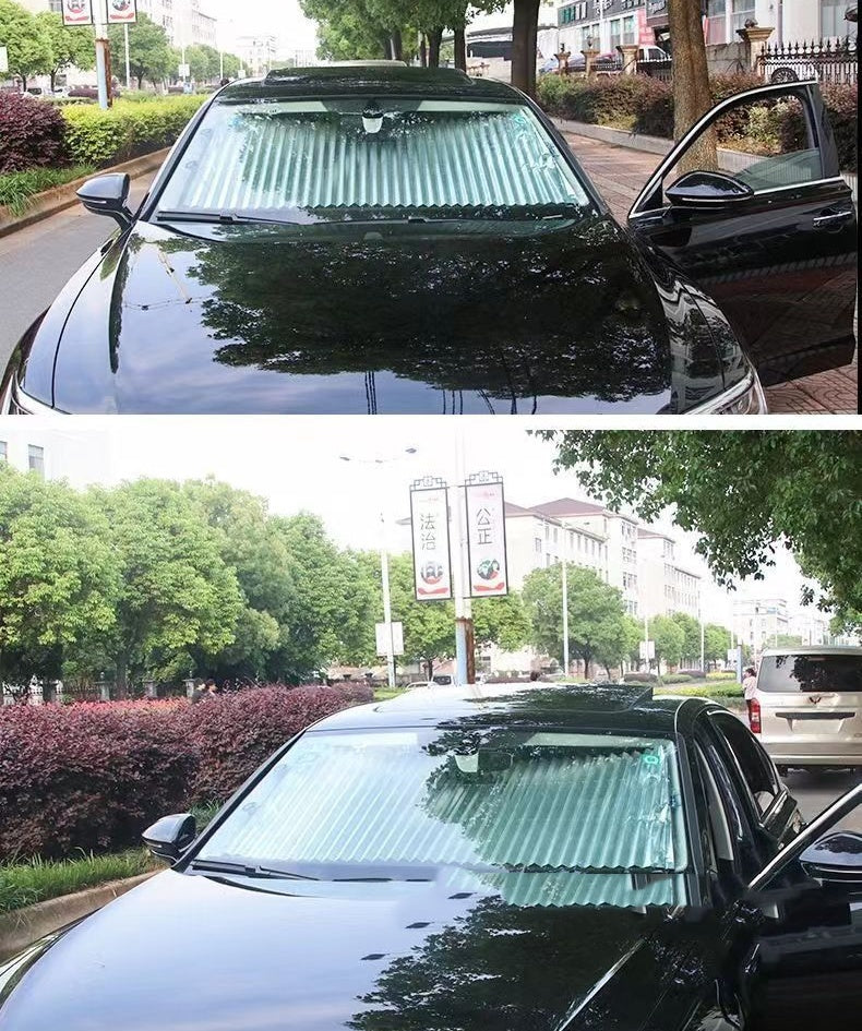 Automatic Retractable Sunshade Sun Protection Front Windscreen Car Sunshade Windproof Summer Car Sunshade c2e9128f 1002 43aa 