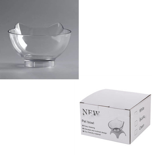 Non Slip Double Cat Bowl With Raised Stand Pet Food Cat Feeder Protect Cervical Vertebra Dog Bowl Transparent Pet Products c2