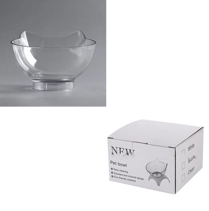 Non Slip Double Cat Bowl With Raised Stand Pet Food Cat Feeder Protect Cervical Vertebra Dog Bowl Transparent Pet Products c2