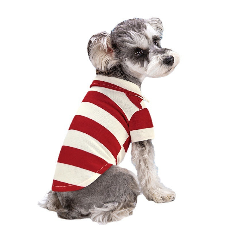 Pet Dog Polo Shirt Striped Beaded Lapel Elastic c2ff56a3 cf9d 43e5 9181 53cb0b4a3c84