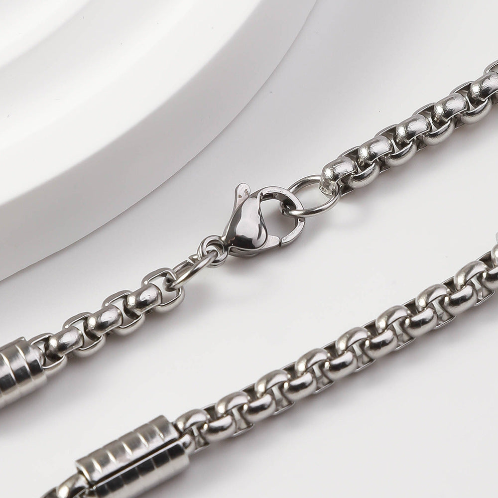 Men's Square Pearl Tube Chain Stainless Steel Bracelet c32a7ef9 bda8 473f 94a5 f3918317c2cd