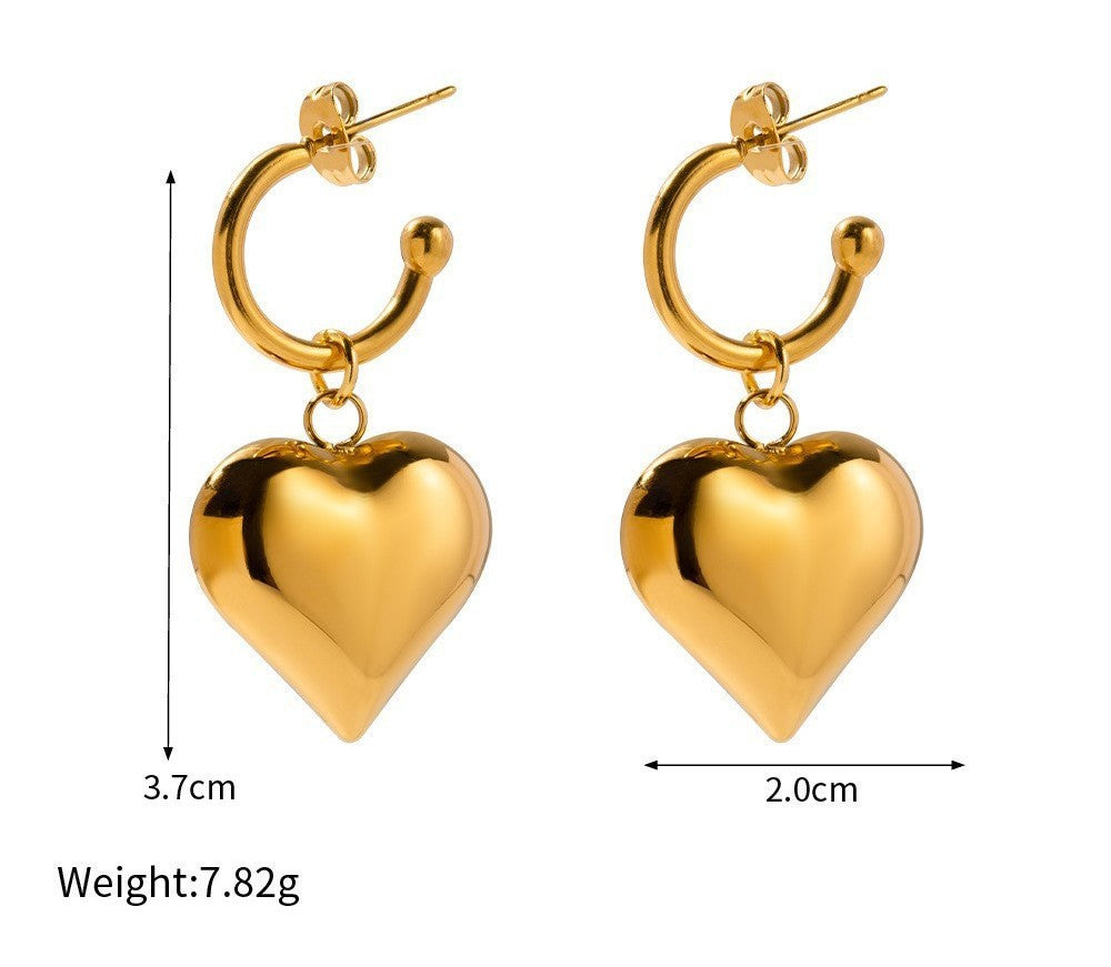 Fashion Elegance Retro French Entry Lux Heart-shaped Stainless Steel Ear Clip c343ff01 3acf 48d9 8774 814883575b84