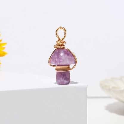 Crystal Agate Semi-Precious Mushroom Braided Pendant c3506c8a fac9 4fea 9292 ee26822cc126