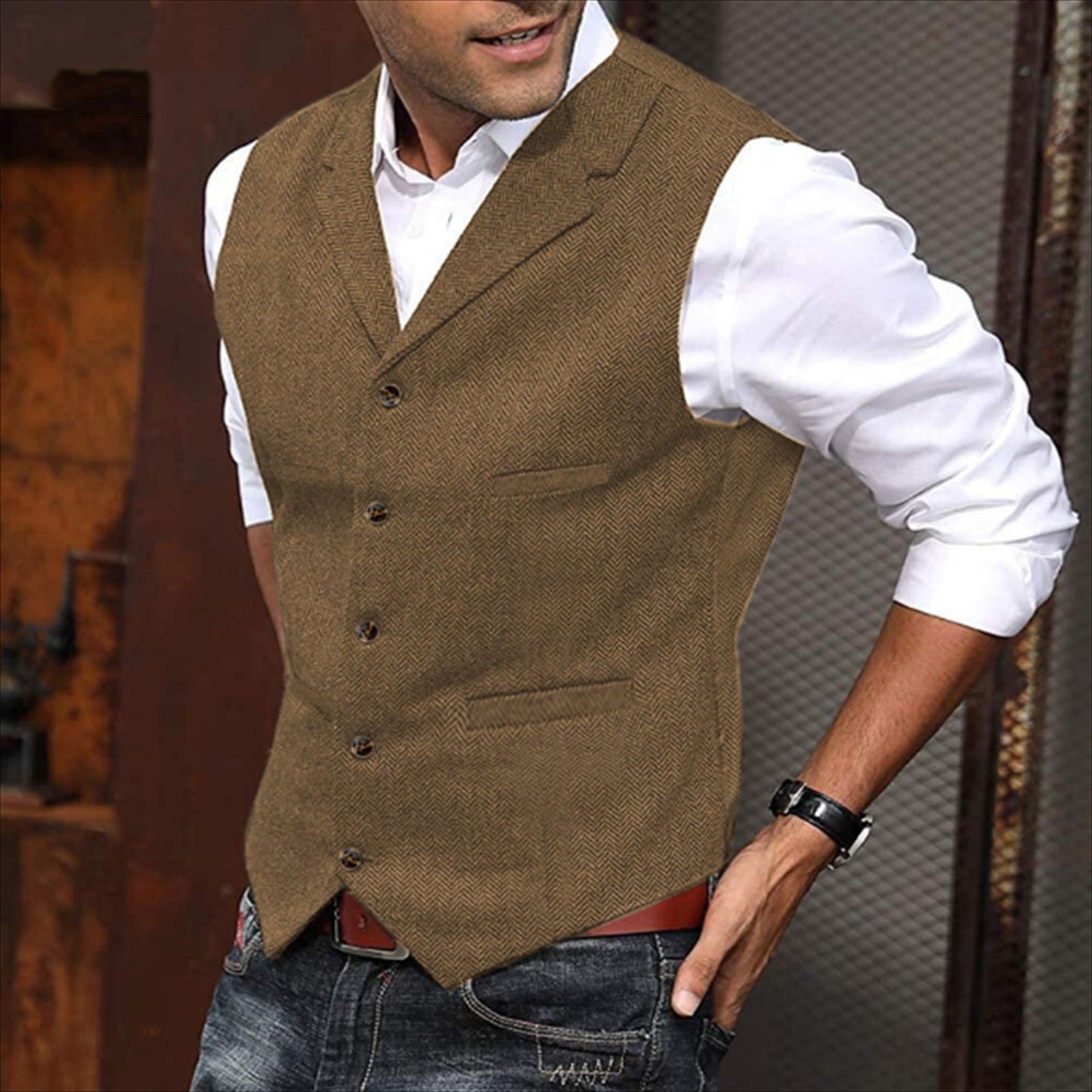 Men's Waistcoat Casual Solid Color Herringbone Waistcoat Slim Fit c36cfc7d f3ff 44ee b1a9 dfb68640700b