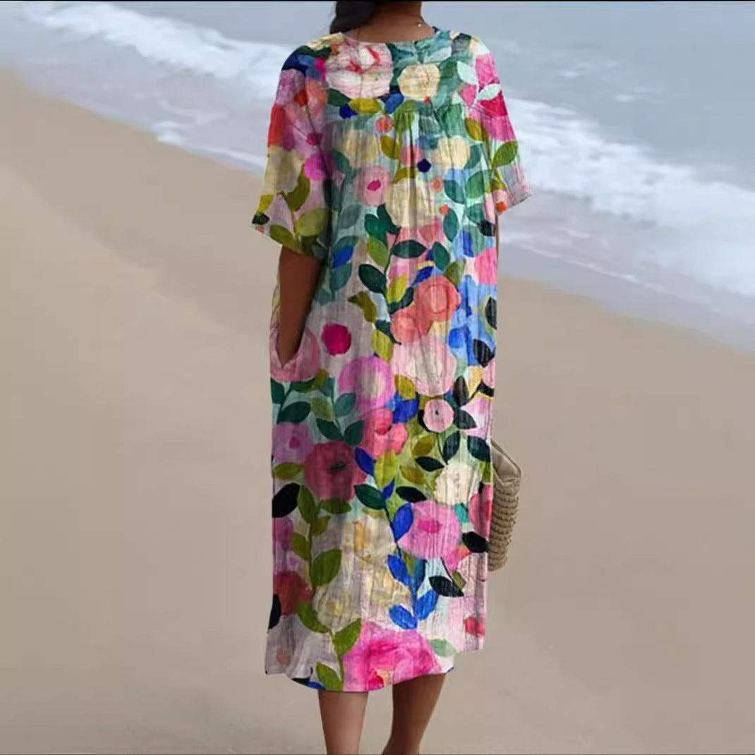 Women's Comfortable Loose Printed Long Dress c372b820 d67d 4dc3 9da5 82bae5effdc2