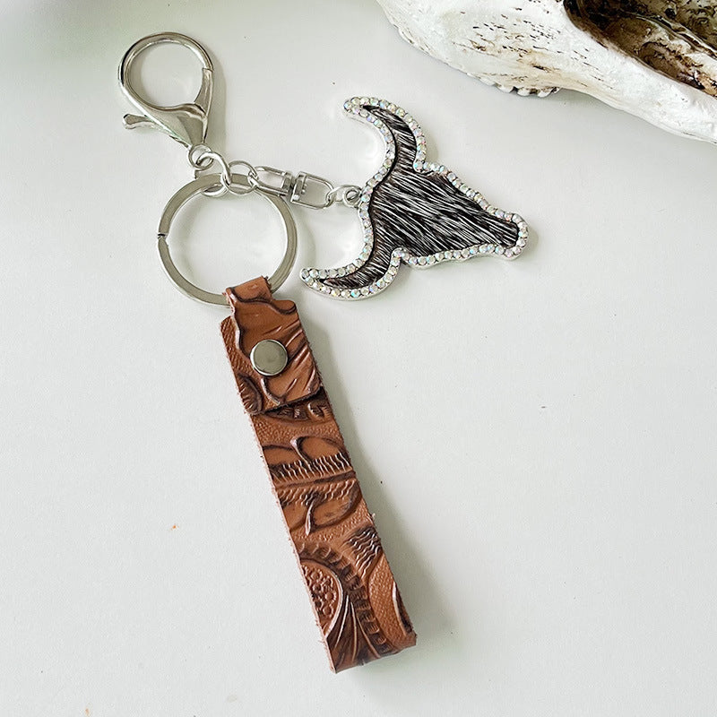 Fashion Red Brown Leather Keychain c384809d 75c1 4db5 855b acce452ca62a
