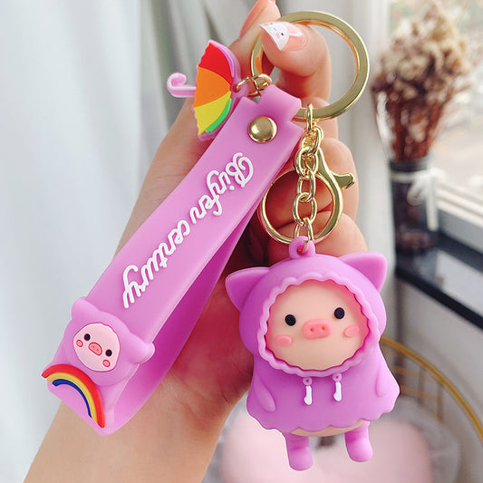 Raincoat Piggy Cute Cartoon Keychain Creative Accessories c384b046 4065 4b88 a0b7 ac044c45375b